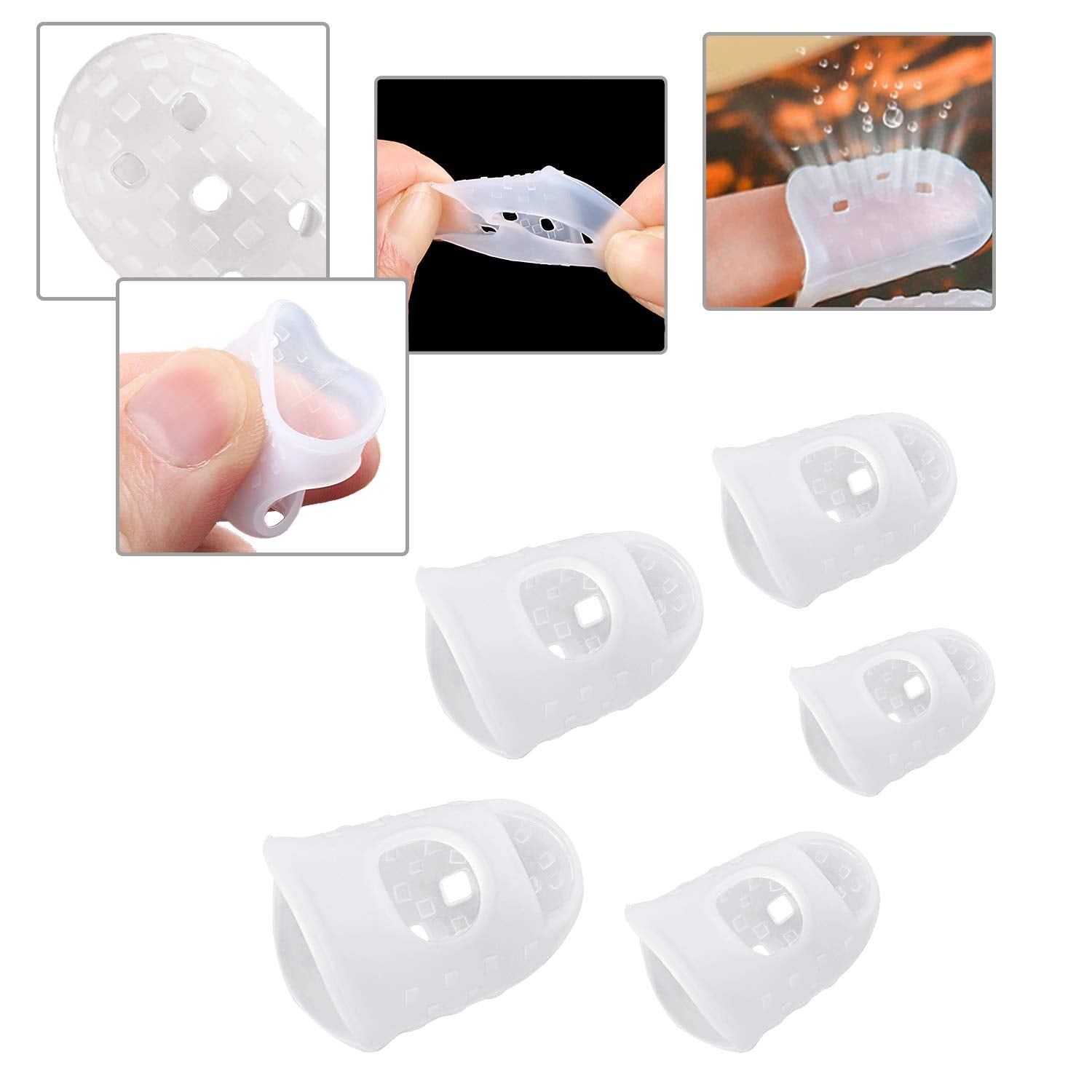 Guitar Fingertip Protectors - 40 Pcs Silicone Guitar Finger Guards Protection Covers Caps for Guitar Ukulele Bass, Sewing and Em